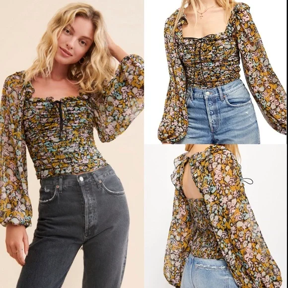 Free people mabel printed blouse